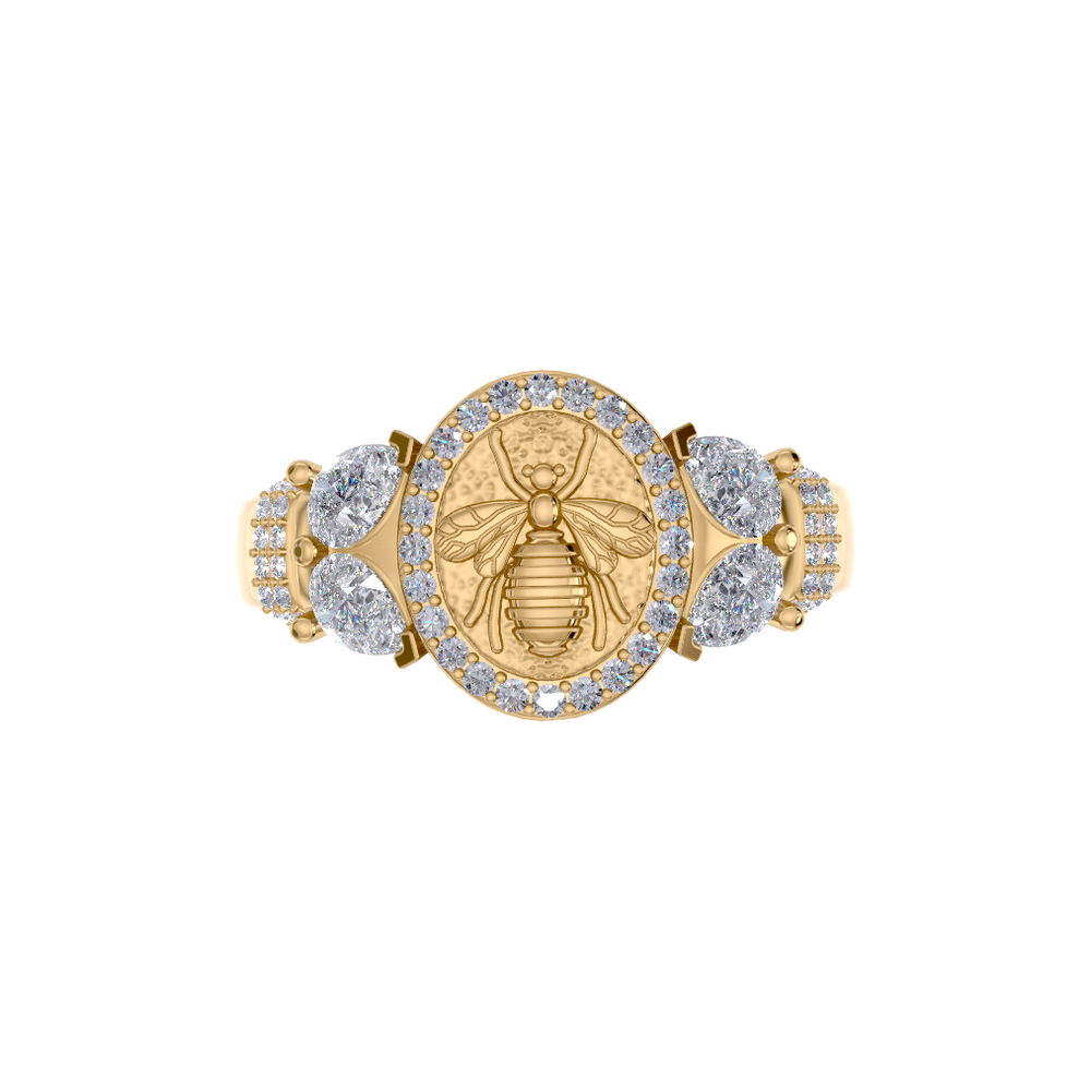 WOMENS FASHION BEE RING WITH 14KY WITH PEAR DIAMONDS - STYLE # 553584